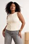 Stone Button Detailed Camisole Knitted Plus Size Blouse Tbbss26Af00100