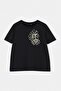 Siyah %100 Pamuk Regular/Normal Kalıp Çiçek Nakışlı Örme Büyük Beden T-Shirt TBBSS26BF00017 - 5