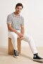 Navy Blue Regular/Normal Cut Textured Striped Polo Neck T-Shirt Tmnss26Po00013