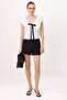 White Bow and Ruffle Detail Poplin Woven Blouse Twoss26Bz00398 - 2