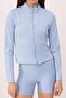 Açık Mavi Vücuda Oturan Fermuarlı Dik Yaka Örme Spor Ceket/Sweatshirt TWOAW23BZ00592 - 5