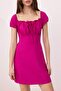 Fuchsia Plain A-Line Tie Detail Short / Mini Woven Dress Twoss24El00874 - 3