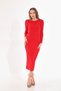 Women's Red Crew Neck Camisole Fabric Long Sleeve Pencil Dress Suitable for Hijab Height cm135 cm - 4