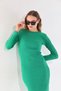 Women's Green Color Crew Neck Camisole Fabric Long Sleeve Pencil Dress Hijab Suitable Length cm135 cm - 2