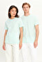 Men's Mint 100% Cotton Slim Fit Slim Fit Crew Neck Basic T-Shirt - 2