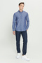 Men's Oxford Easy-Iron Anti-Sweat Cotton Shirt Navy Blue Button down Collar Slim Fit Slim Fit - 3