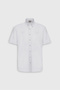 Men's White Comfort Fit Relaxed Cut Button Collar Linen Look 100% Cotton Short Sleeve Shirt - 6