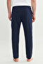 Men's Navy Blue Cotton Standard Fit Pajama Bottoms with Regular Cut Elastic Waist Pockets - 7