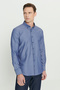 Men's Oxford Easy-Iron Anti-Sweat Cotton Shirt Navy Blue Button down Collar Slim Fit Slim Fit - 6