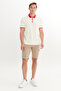 Men's Ecru Claret Red Regular Fit Relaxed Cut Polo Neck 100% Cotton T-Shirt - 2