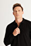 Men's Black Anti-Pilling Fabric Standard Fit Polo Collar Knitwear Sweater - 7