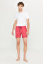 Men's Red Quick Dry Side Pockets Patterned Standard Fit Regular Cut Swim Shorts Swimwear - 3