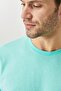 Men's Turquoise 100% Cotton Slim Fit Slim Fit Crew Neck Basic T-Shirt - 8