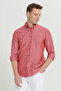 Men's Oxford Easy-Iron Cotton Anti-Sweat Shirt Burgundy Button Collar Slim Fit Slim Fit - 6