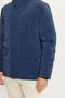 Men's Indigo Cold Proof Warm Padded Coat Jacket D Mock Neck K Hooded with Flap Pocket - 8
