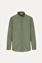 Men's Khaki Comfort Fit Relaxed Fit Hidden Button Collar 100% Cotton Flared Shirt - 6