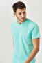 Men's Turquoise 100% Cotton Slim Fit Slim Fit Crew Neck Basic T-Shirt - 4