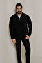 Men's Black Anti-Pilling Standard Fit Stand-Up Collar Cold-Resistant Fleece Sweatshirt - 7