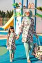 3-Piece Green Leaf Patterned Full Covered Hijab Swimsuit M2123 - 5