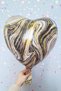 Black Marble Heart Foil Balloon Retro Balloon Heart Shaped 18inch 45cm