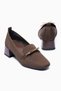 Women's Knitwear Heeled Shoes with Gold Buckle Sirel Brown - 3