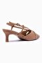 Women's Suede Stiletto Pointed Toe Strappy Open Back Heeled Shoes Cora Mink - 5