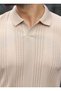 Stone Color Polo Collar Knitwear Men's T-Shirt E7469 - 4