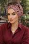 Beige Spiral Patterned Twisted Bonnet