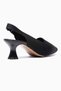 Women's Knitwear Stiletto Pointed Toe Open Back Heeled Shoes Koreva Black - 5