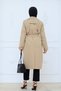 Buttoned Trench Coat with Chain Detail on the Sleeve, Cream - 4