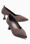 Women's Knitwear Stiletto Pointed Toe Heeled Shoes Astrev Brown