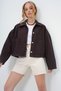 Bitter Brown Bag Pocket Shepherds Stitched Crop Jean Jacket Alc-X13562