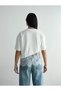 Women's Crew Neck Comfortable Fit Lace Detailed Asymmetrical Design Cotton T-Shirt - 3