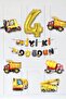 Construction Themed Birthday Party Set Birthday Ornament Set with Age Balloon Banner