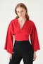 Red V-Neck Long Sleeve Blouse 242218 - 2