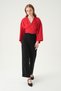 Red V-Neck Long Sleeve Blouse 242218 - 3
