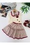 My Little One's Cicileri Elegance Plaid Collar Detailed Knitted Vest and Layered Skirt for Girls 3-Piece Set - 3