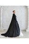 Black Chiffon Caftan-Wedding Dress with Over-Cape-Black Evening Dress with Over-Cape-Chiffon Caftan-Black Kina Dress - 6