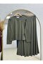 Darinka Front Gazi Stitched Skirt Suit-Nl673 Khaki - 2
