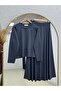 Darinka Front-Gazi Stitched Skirt Suit-Nl673 Anthracite - 2