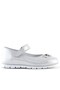 Genuine Leather Silver Velcro Ribbon Detailed Girls' Ballerinas - 3