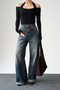 Long sleeve women's blouse with side ruching and neck detail - 3
