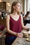 Women's Burgundy Linen Look Strappy Blouse Arm-24Y 001064 - 4