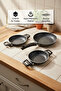 Athelas 3-Piece Granite Pan and Skillet Set Gray (16-18-24 cm) - 3