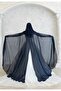 Dark Blue Hooded Chiffon Kaftan-Wedding Top Cape-Bindalli- Chiffon Kaftan-Dark Blue Henna Dress - 5