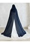 Dark Blue Hooded Chiffon Kaftan-Wedding Top Cape-Bindalli- Chiffon Kaftan-Dark Blue Henna Dress - 4