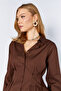 Bitter Brown Pleated Waist-Fitted Poplin Shirt |   Mks1610919-1 - 6