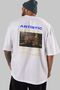 Artistic Printed Streetwear Back Printed White Oversized t-shirt for Men and Women, Crew Neck