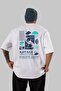 Katana Back Printed White Oversize T-shirt Unisex Men's Women's Crew Neck - 2