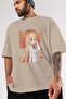 Umaru Doma 5 Anime Front Printed Beige Oversized t-shirt for Men and Women - 7